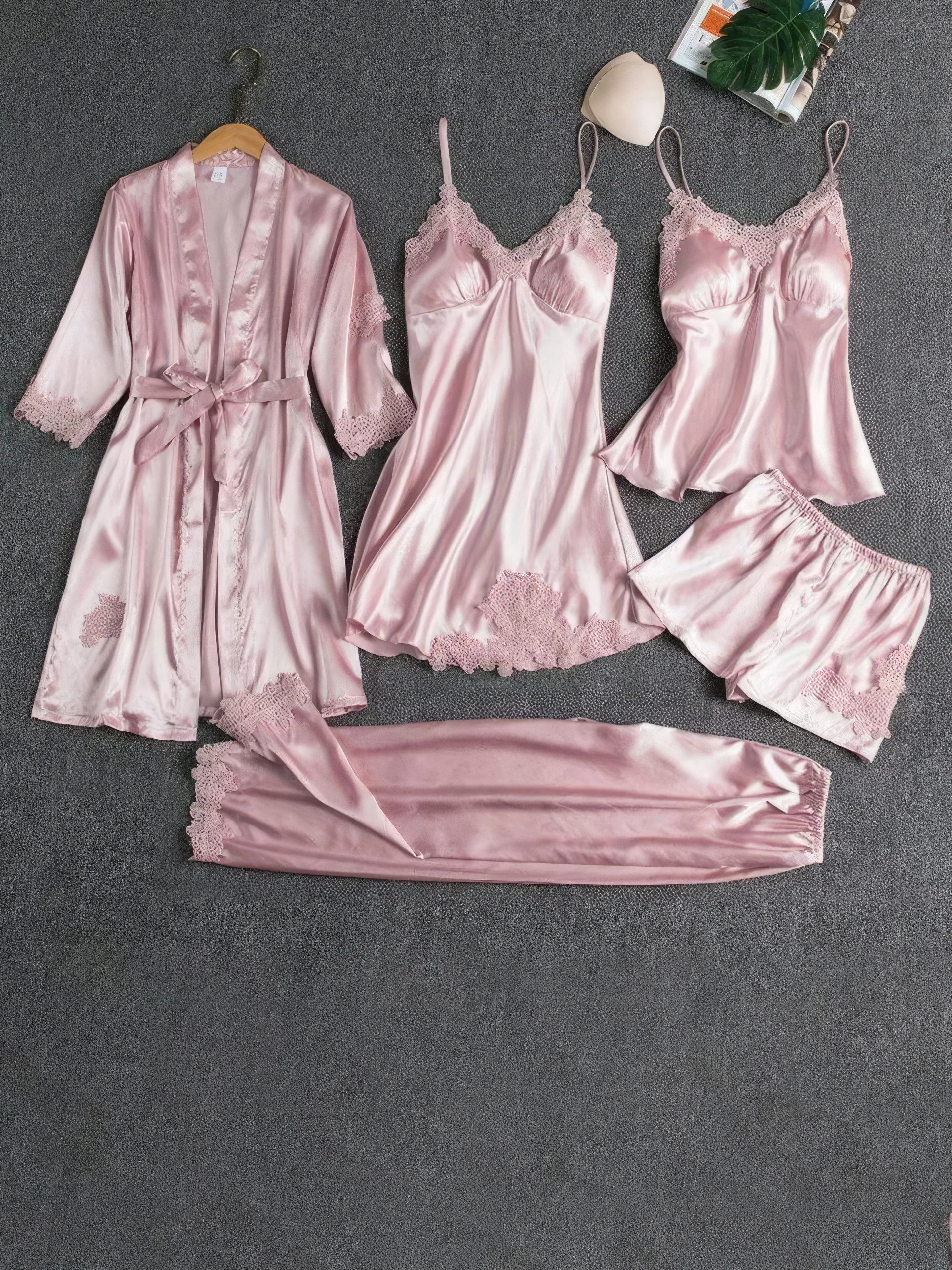 5-Piece Satin Pajama Set - Soft and Stylish