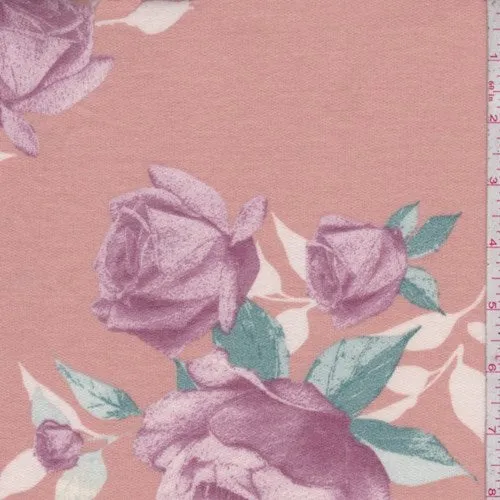 Apricot Rose Brushed French Terry Knit Fabric