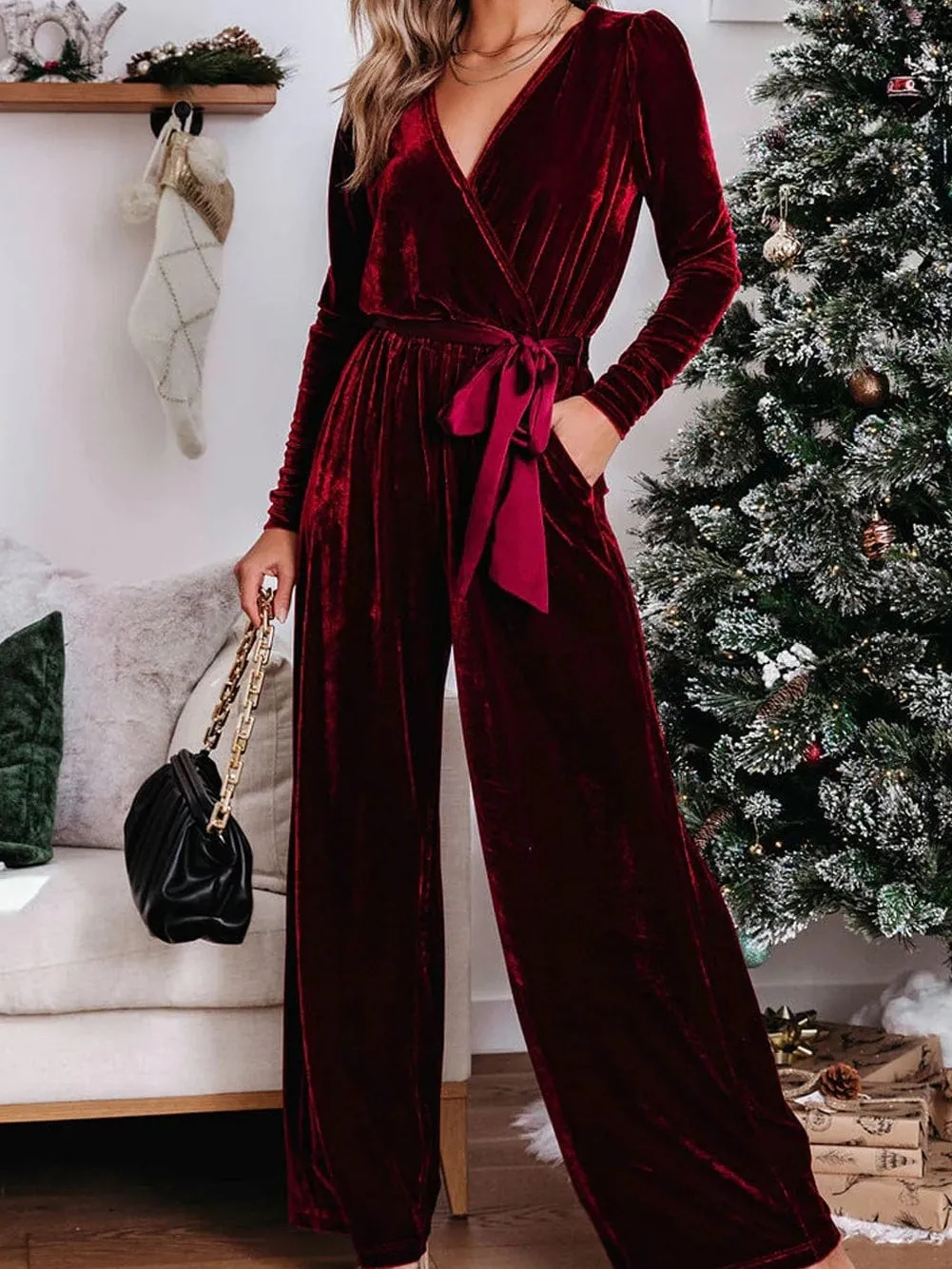 Backless Velvet Jumpsuit: Bold and Stylish