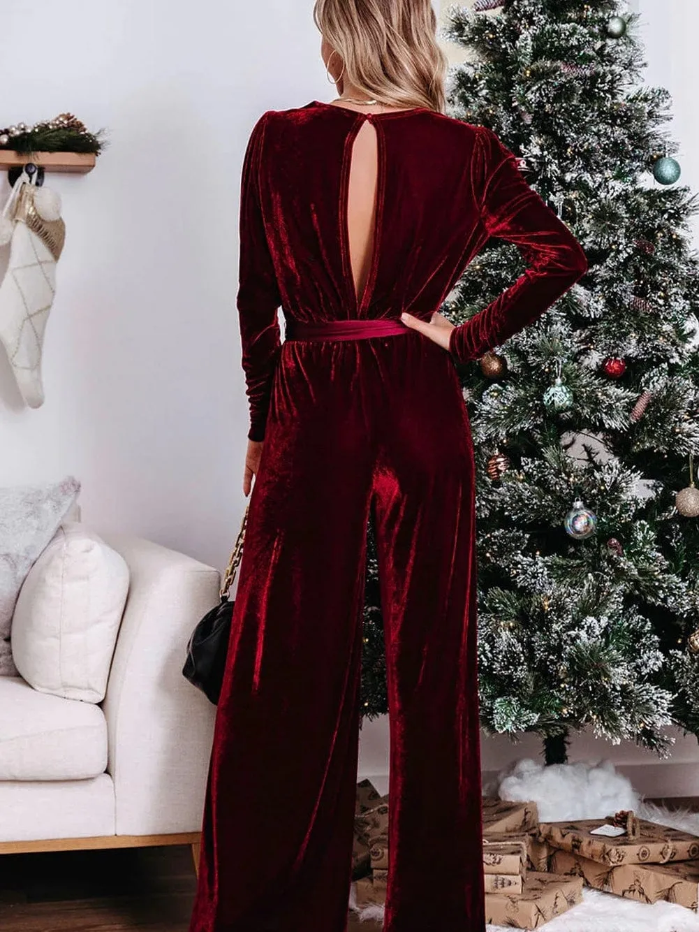 Backless Velvet Jumpsuit: Bold and Stylish