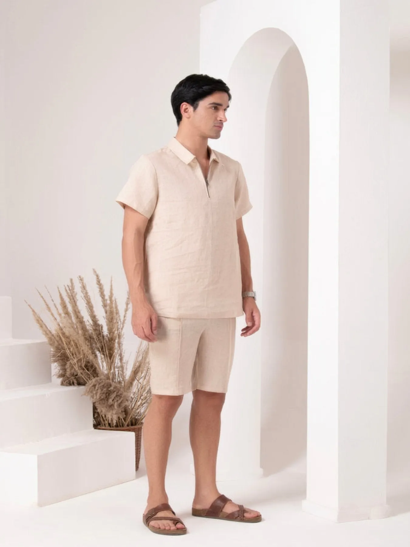 Beige Linen Loungewear