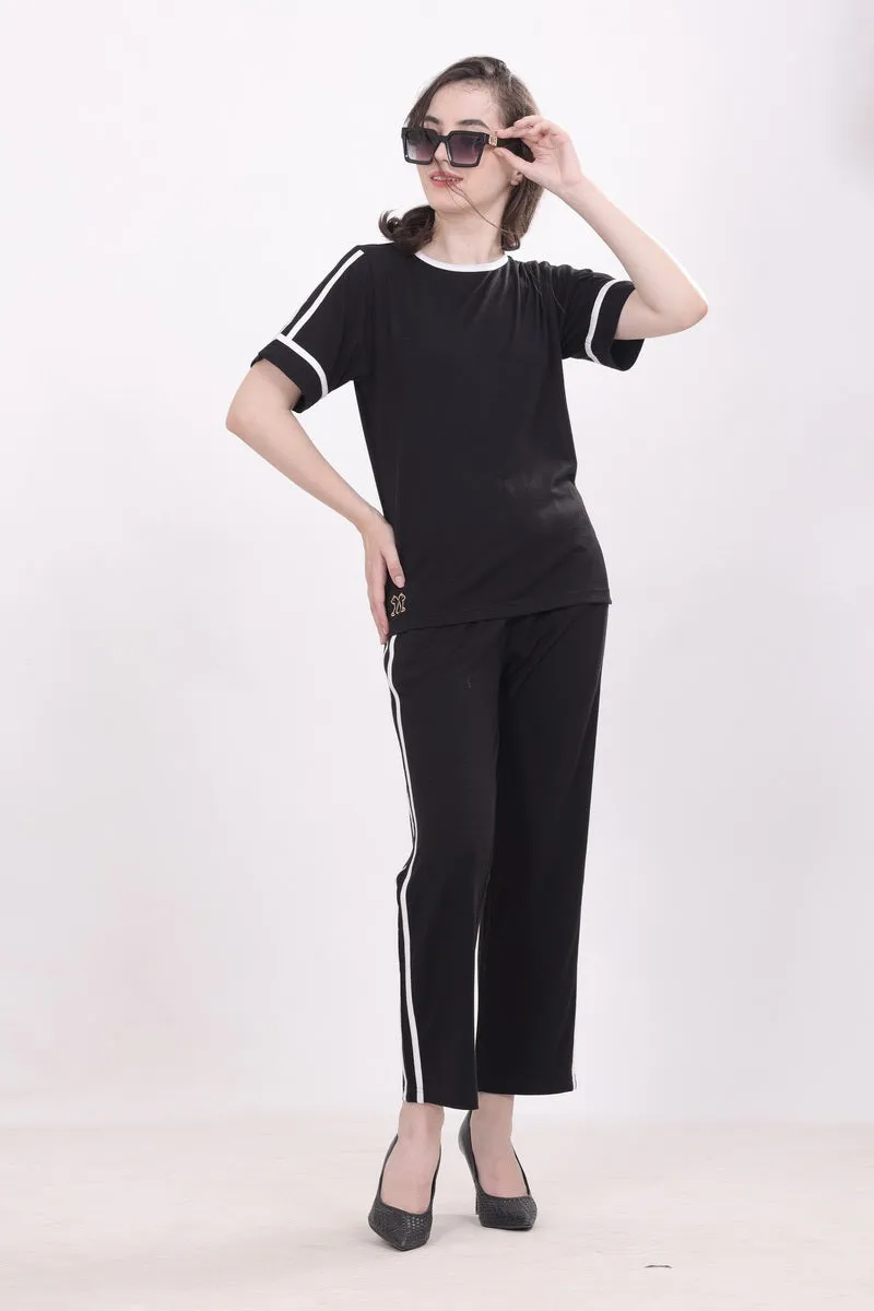 Black With Twin Striped Nightwear MX_CSS21