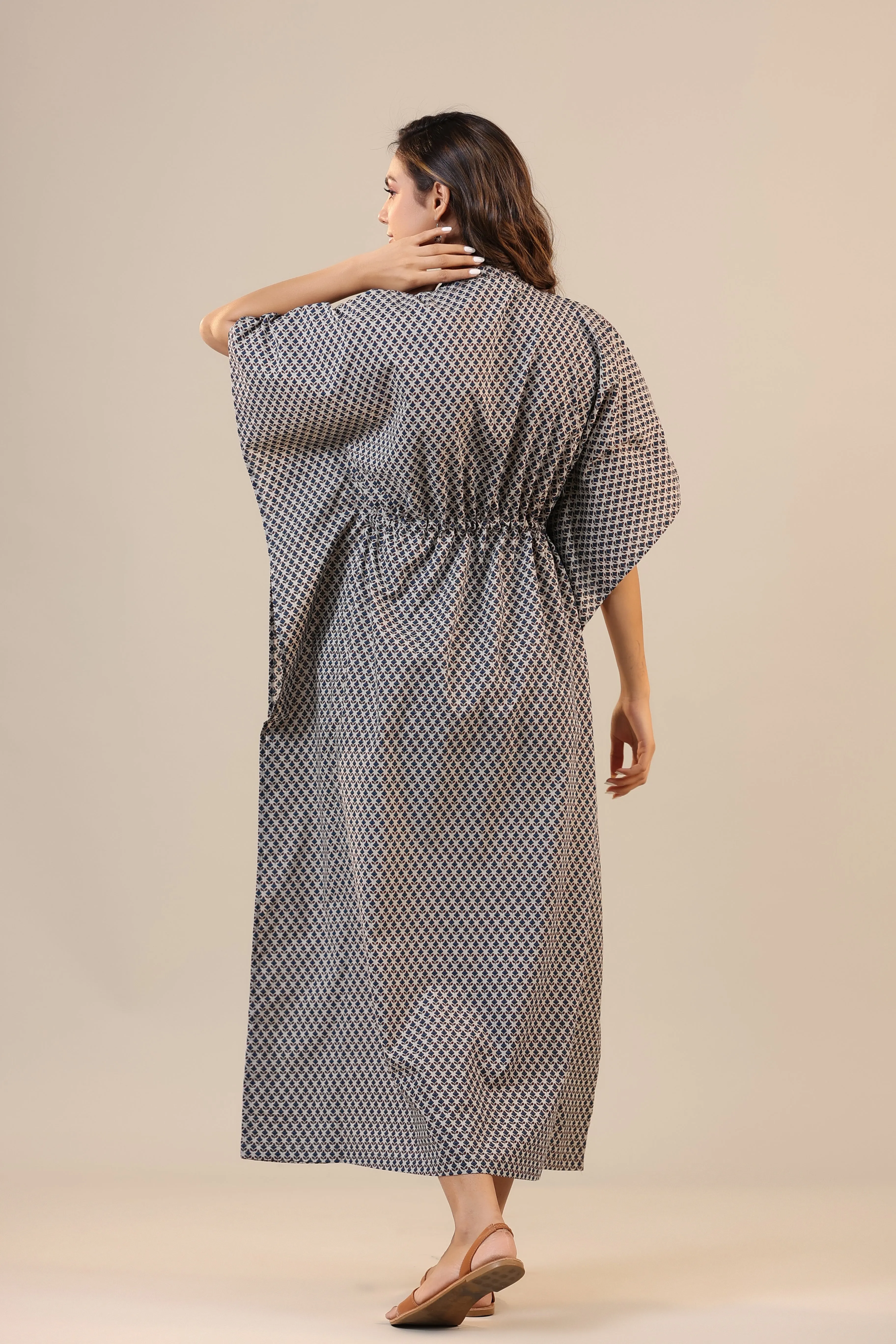 Booti on Grey Front Buttoned Kaftan