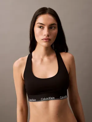 Calvin Klein Womens Modern Cotton Unlined Bralette - Black W. Dtm Wb