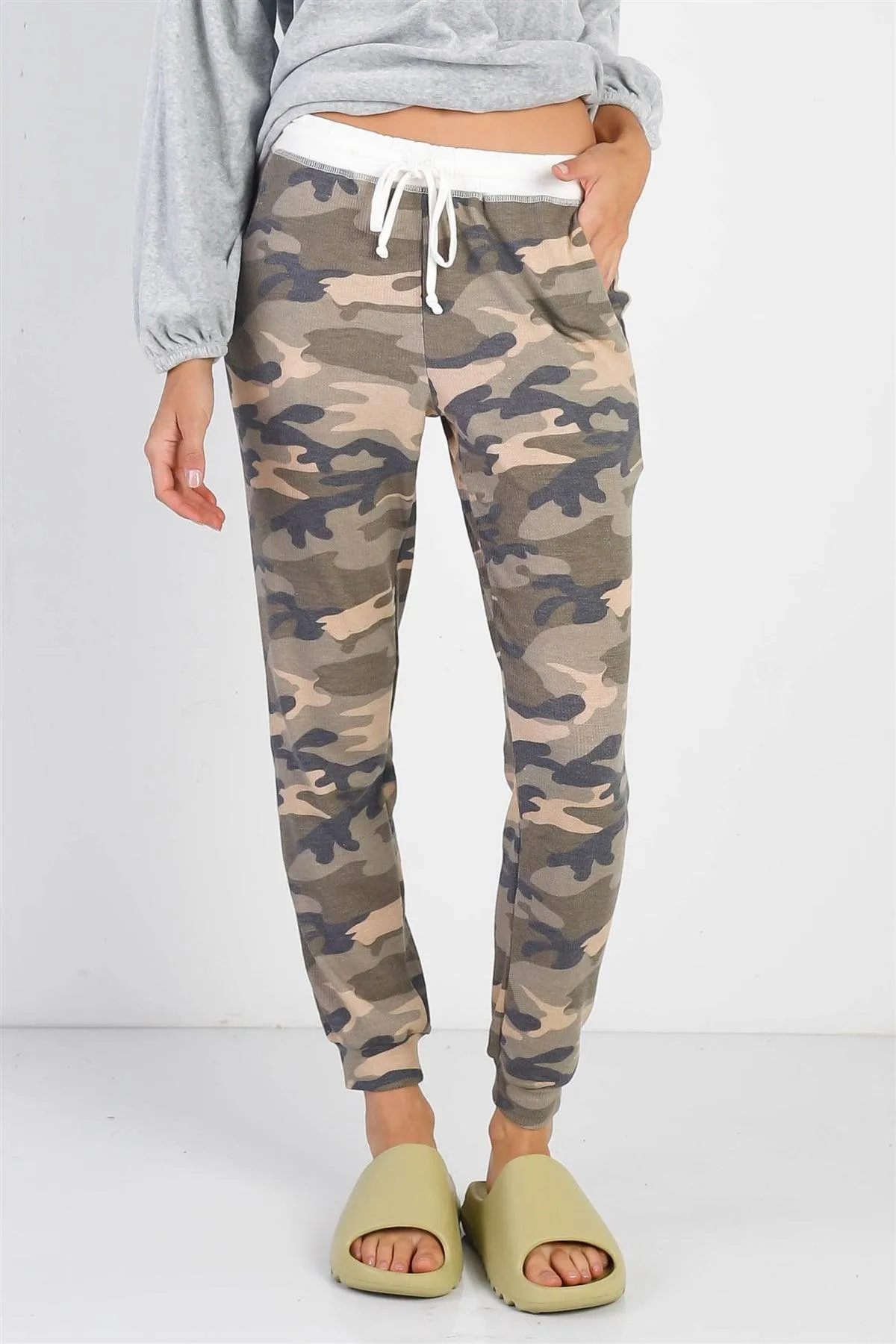 Camo Green Waffle Knit Jogger Pants /1-1-1