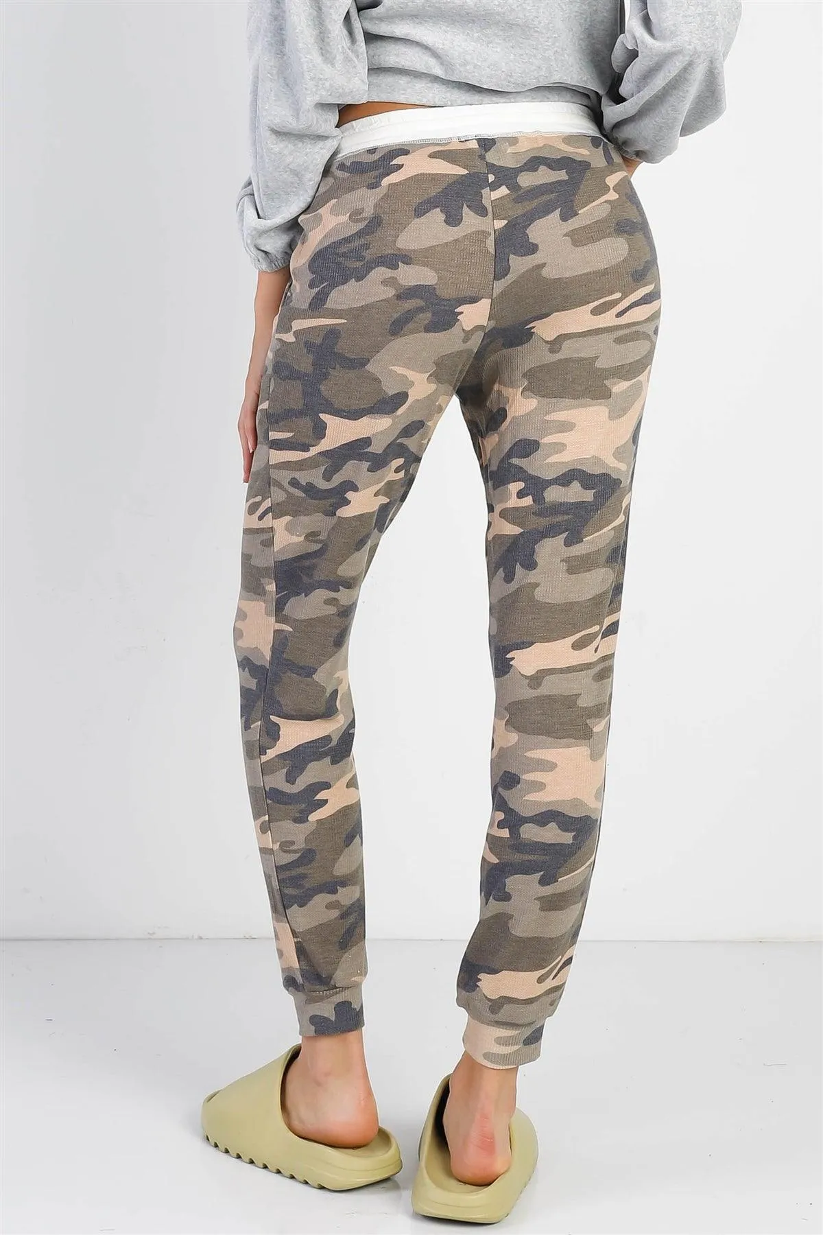 Camo Green Waffle Knit Jogger Pants /1-1-1