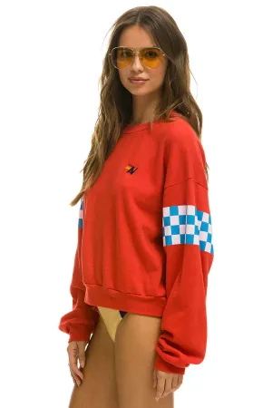 Check 2 Sleeve Relaxed Crew Sweatshirt