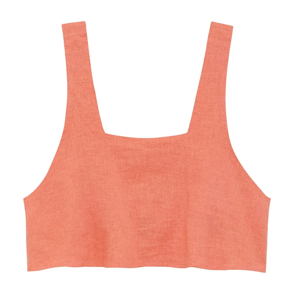 Coral Square Neck Crop Top