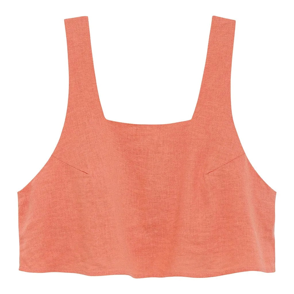 Coral Square Neck Crop Top