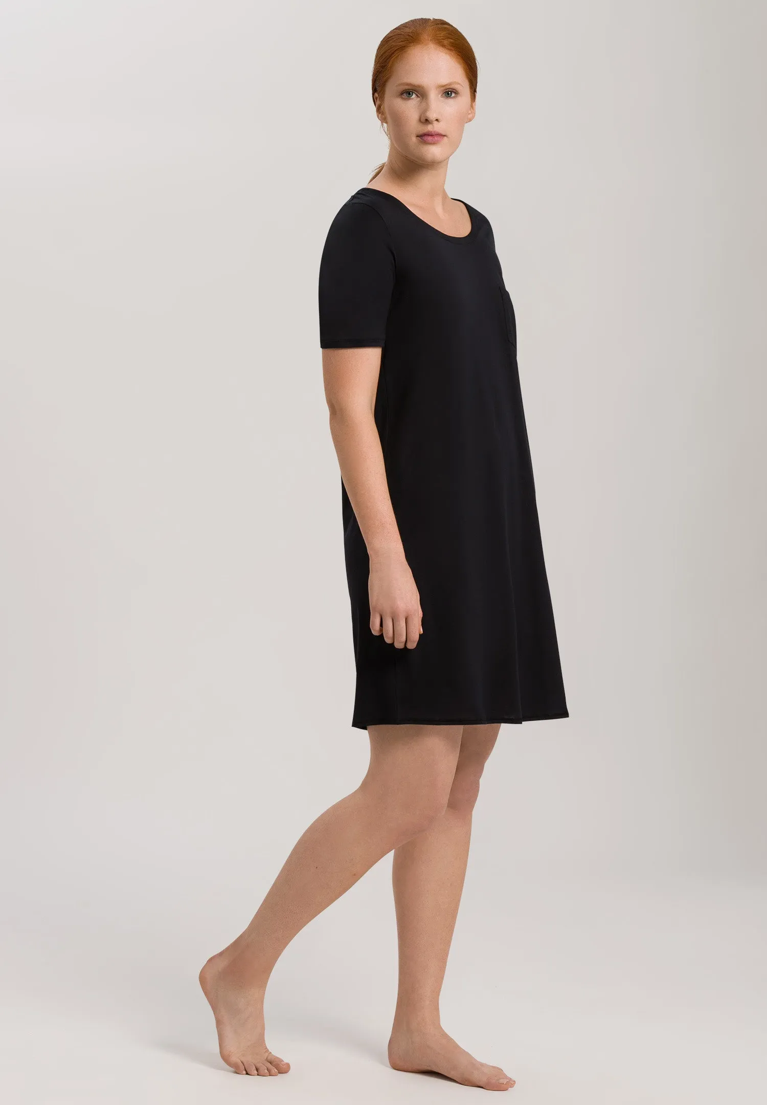 Cotton Deluxe Round Neck Cotton Nightgown | Black 77953-019