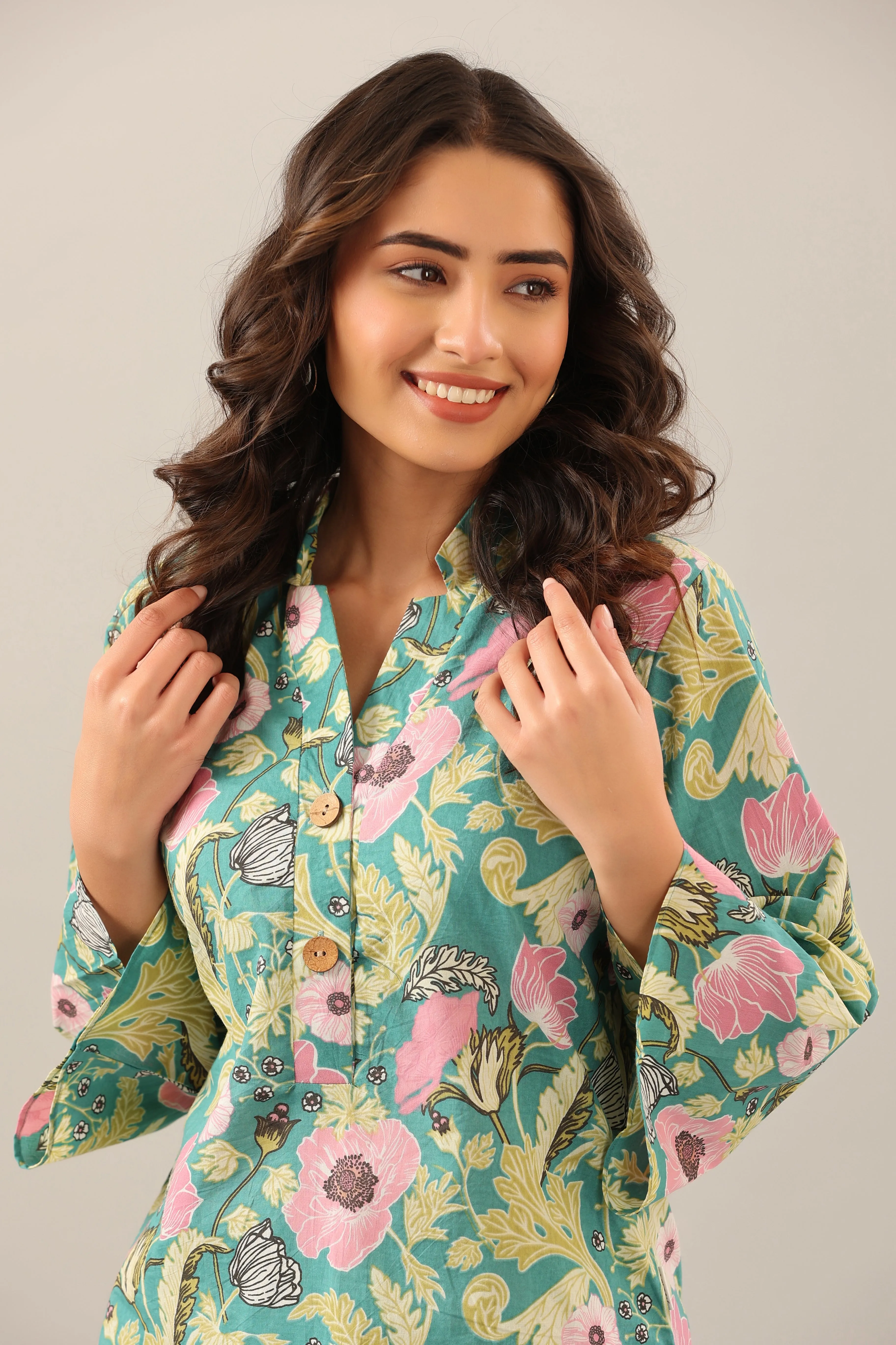 Dandelion Jaal on Green Palazzo Loungewear Set