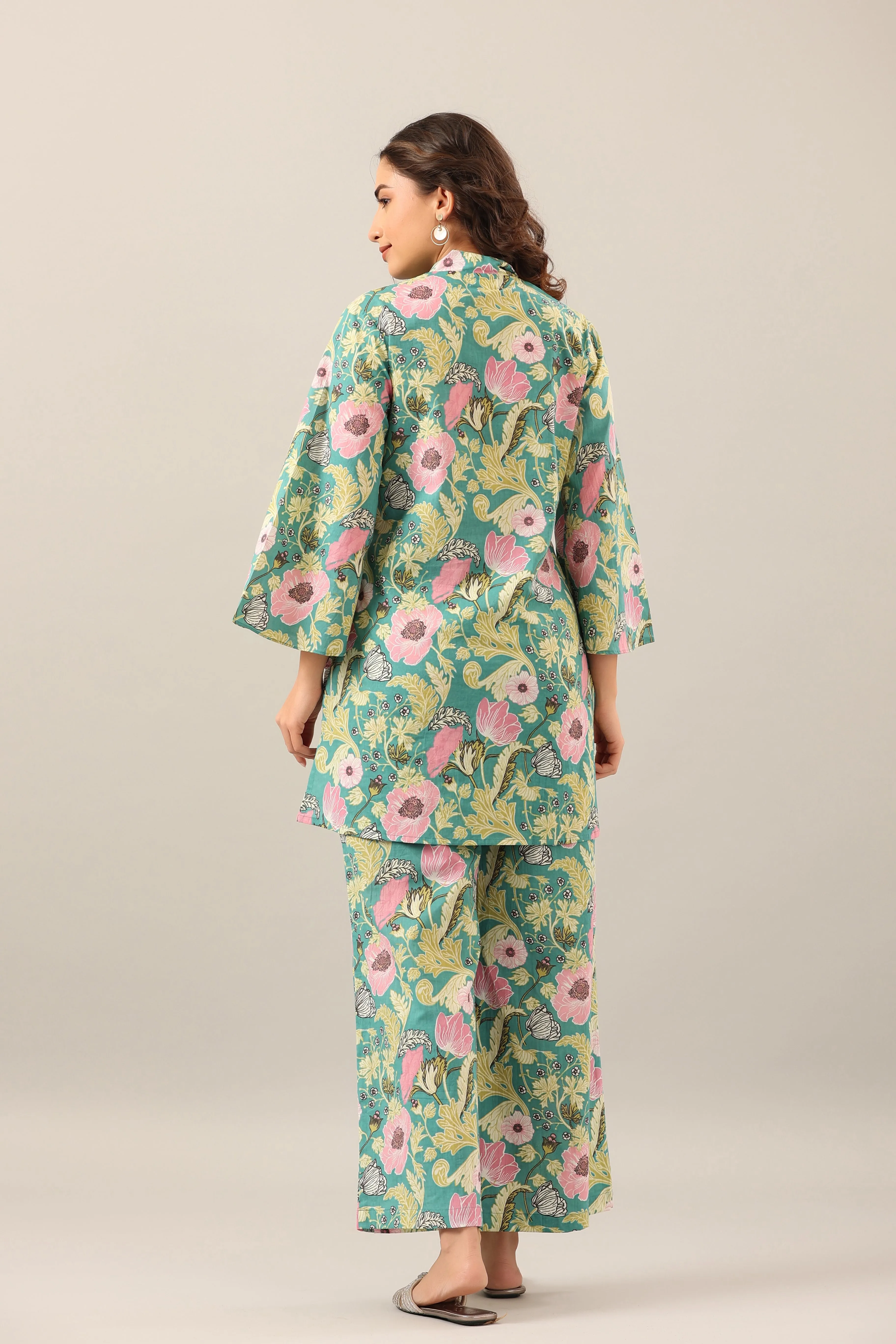 Dandelion Jaal on Green Palazzo Loungewear Set