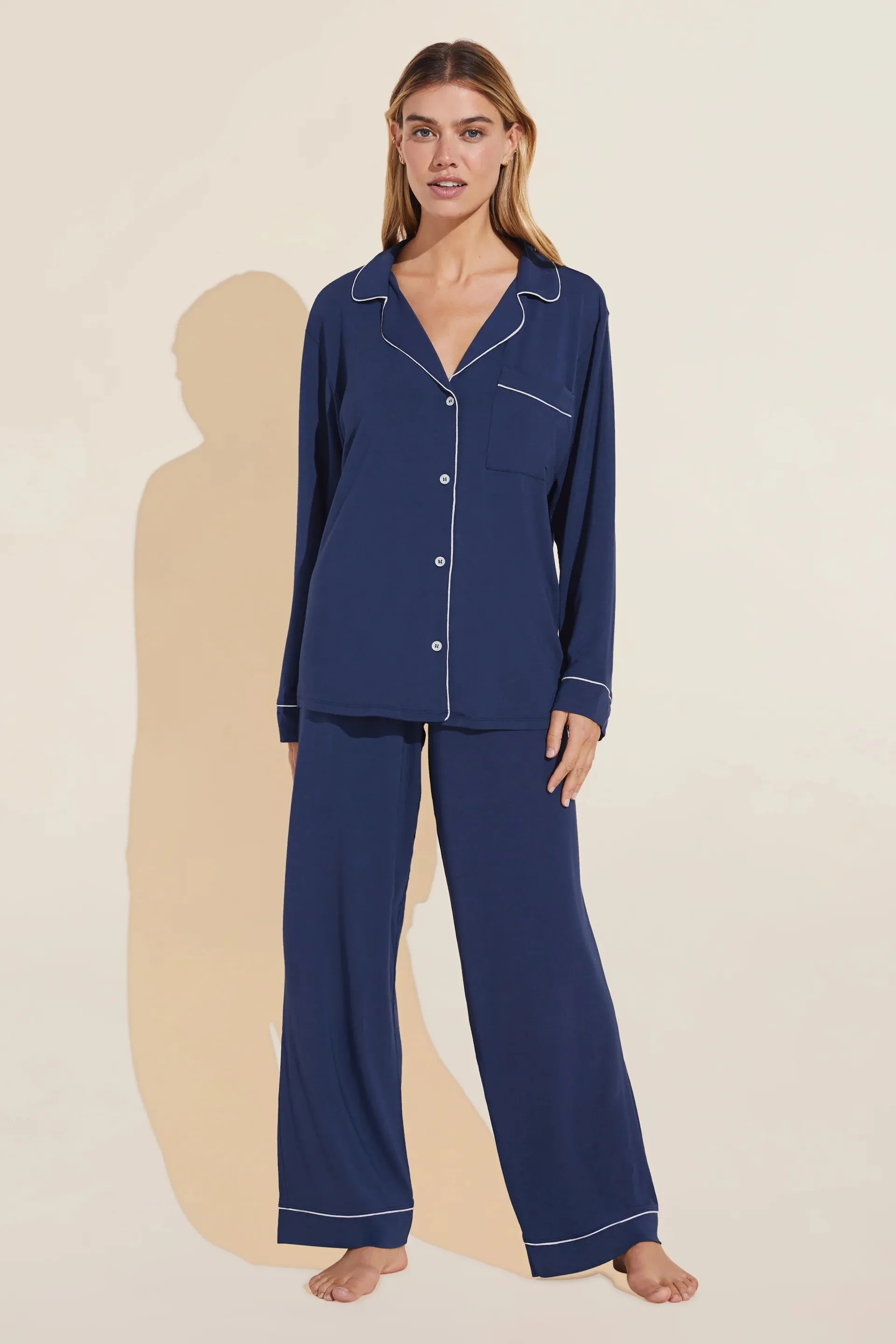 EBERJEY-GISELE LONG PJ SET-NAVY