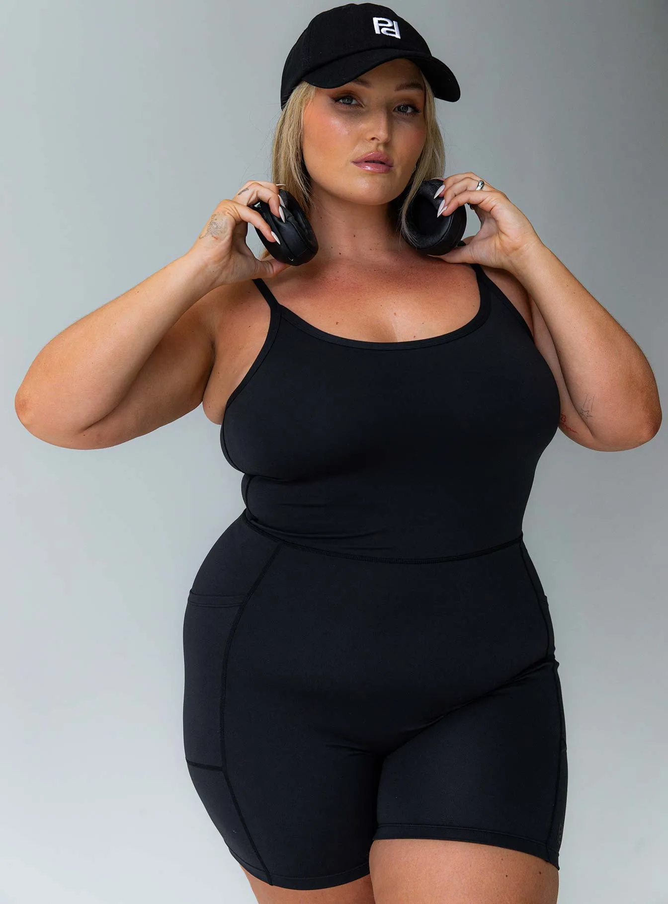 Feel Good Contour Activewear Catsuit Black Curve