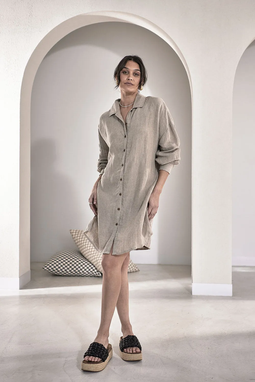 Fundamental Linen Shift Dress - Natural 