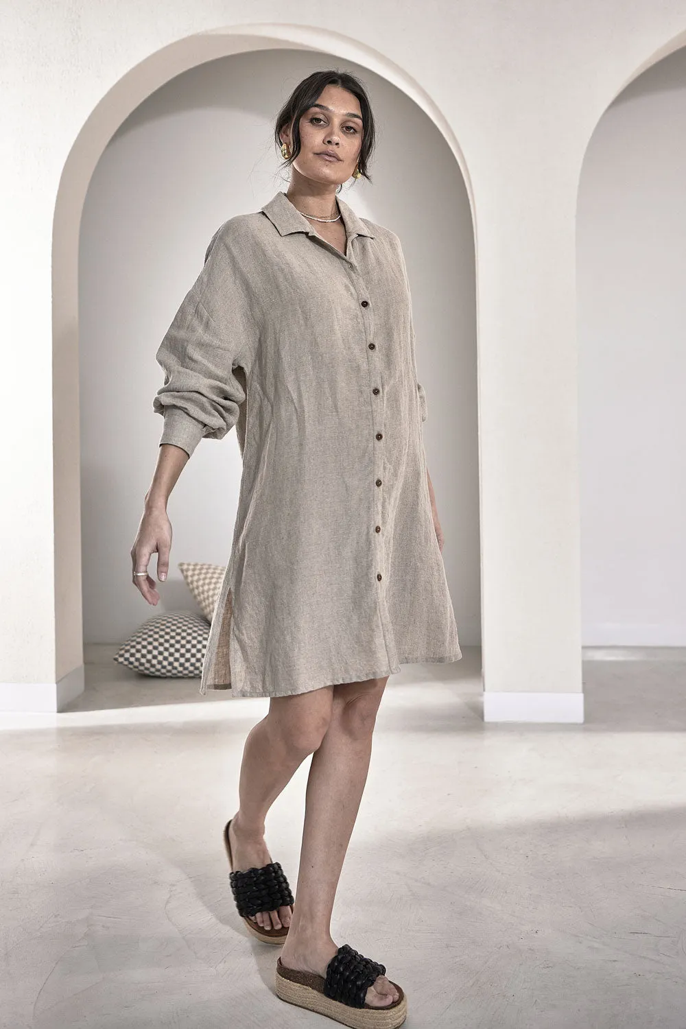 Fundamental Linen Shift Dress - Natural 