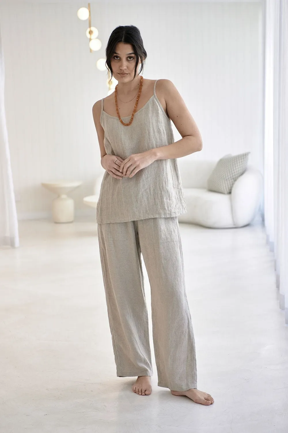 Fundamental Wide Leg Linen Pant - Natural