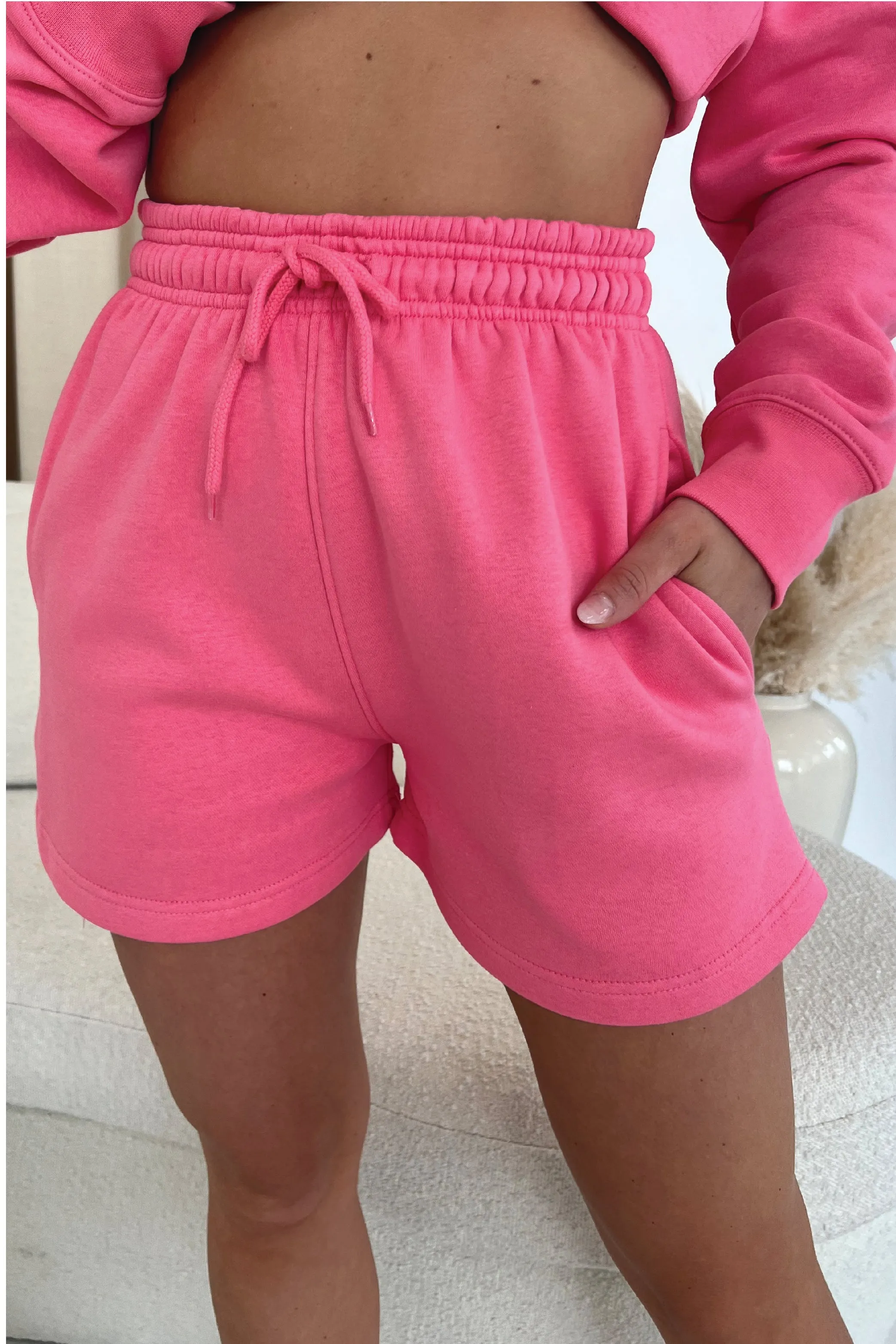 Glamify basics relaxed pink lemonade shorts