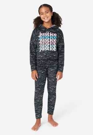 Graphic Space-Dyed Hoodie Pajama Set