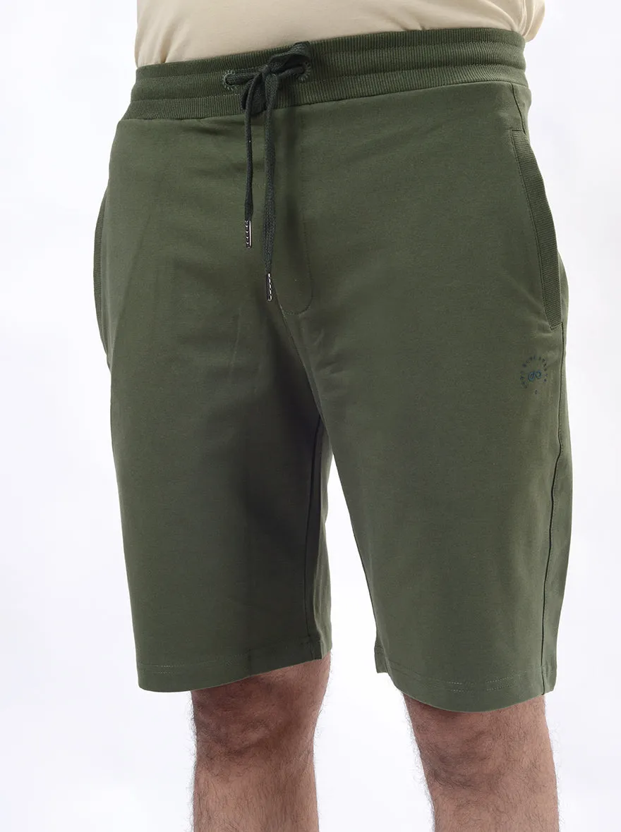 Green Solid Slim Fit Shorts | JadeBlue