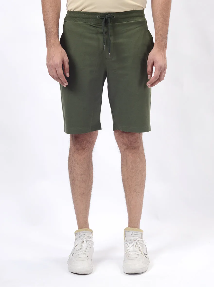 Green Solid Slim Fit Shorts | JadeBlue