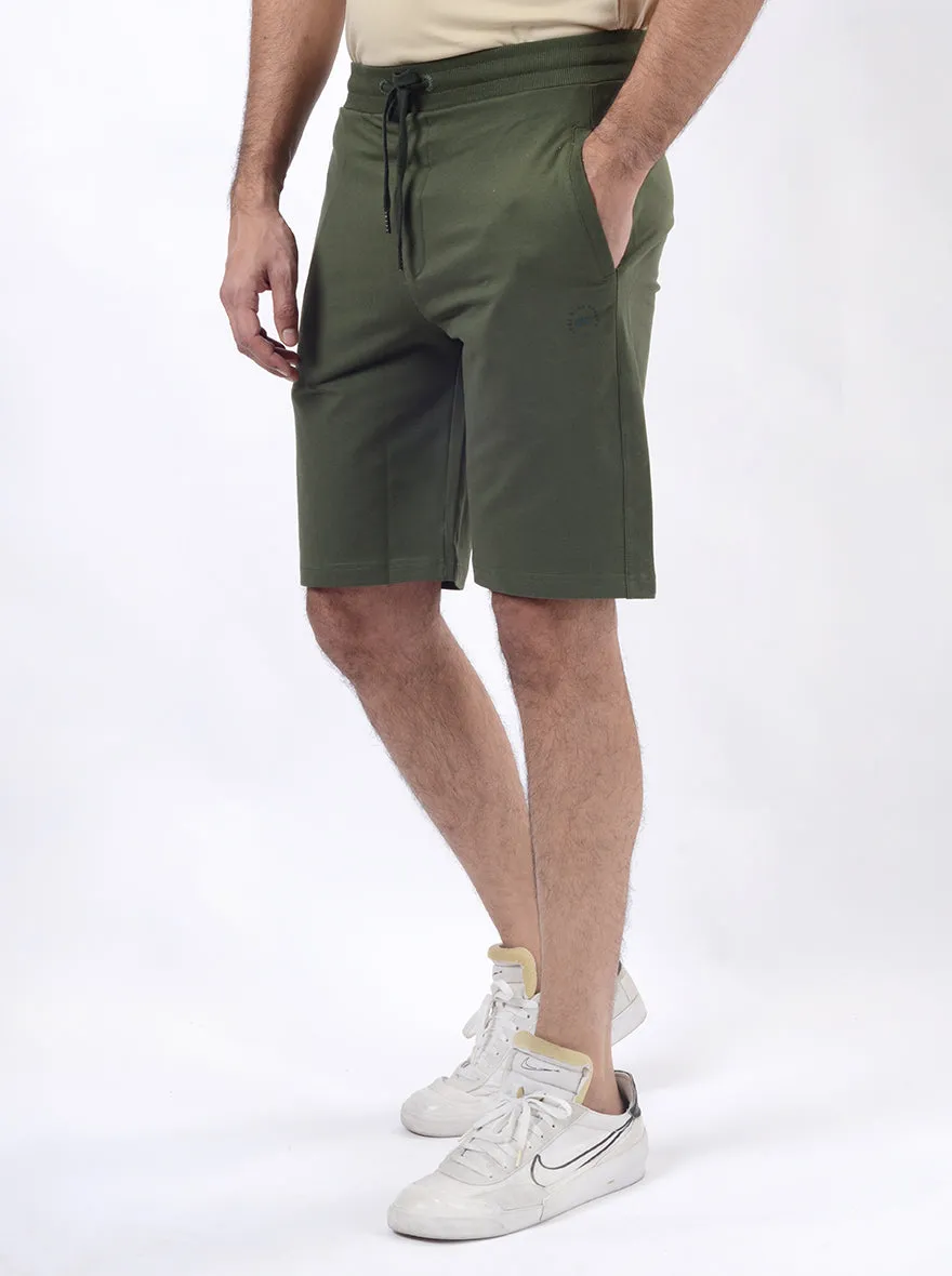 Green Solid Slim Fit Shorts | JadeBlue