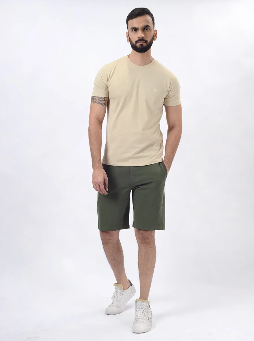 Green Solid Slim Fit Shorts | JadeBlue