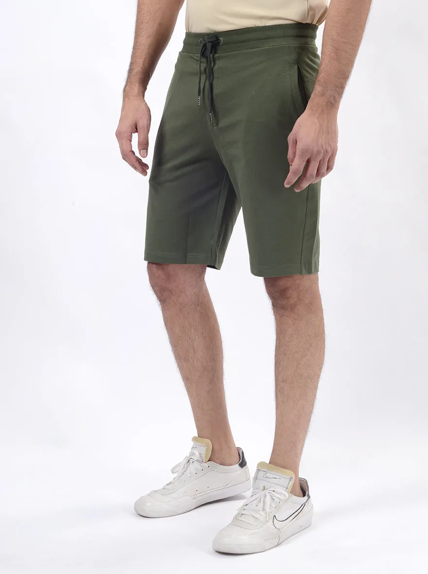 Green Solid Slim Fit Shorts | JadeBlue