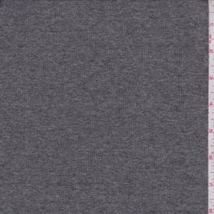 Heather Dark Grey Jersey Rib Knit Fabric