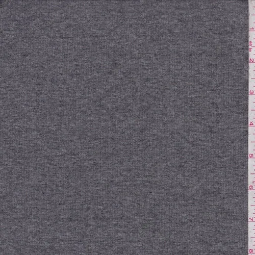 Heather Dark Grey Jersey Rib Knit Fabric