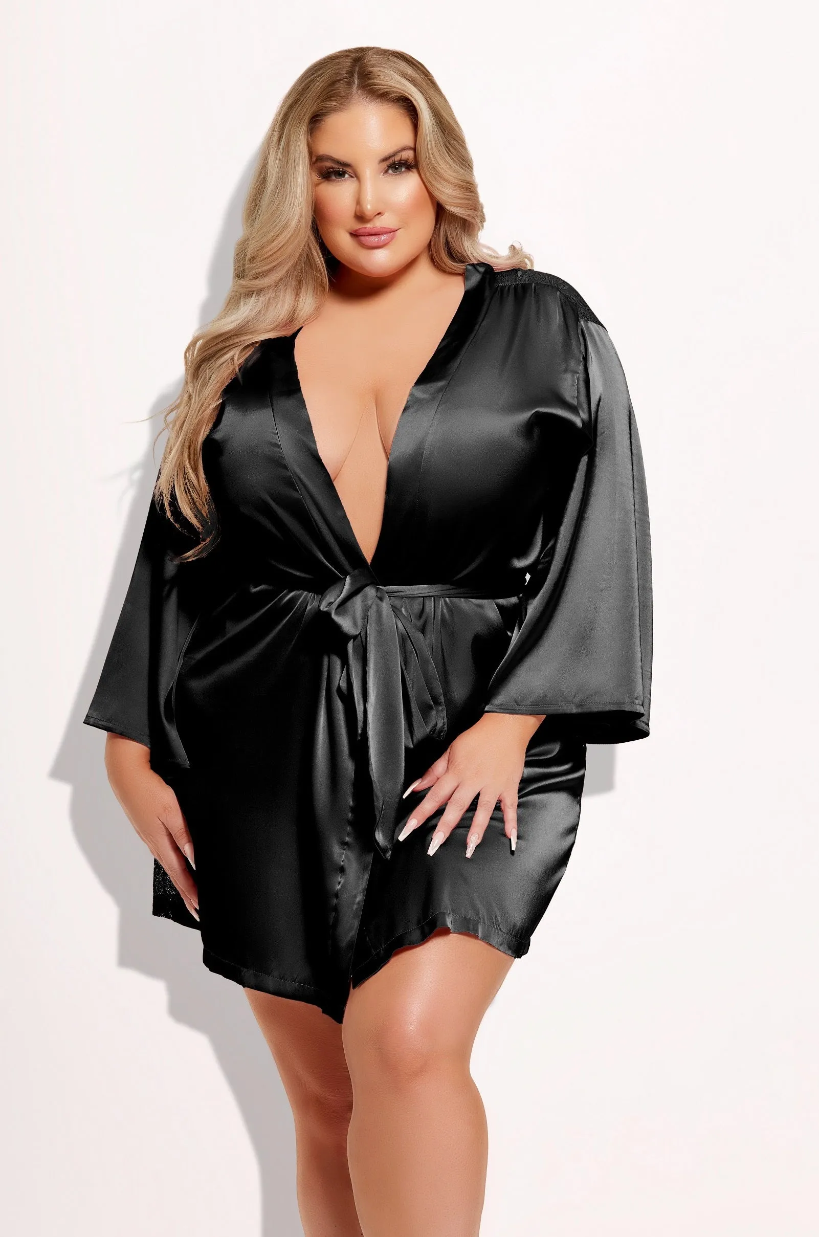 Helena Satin Charmeuse Short Robe