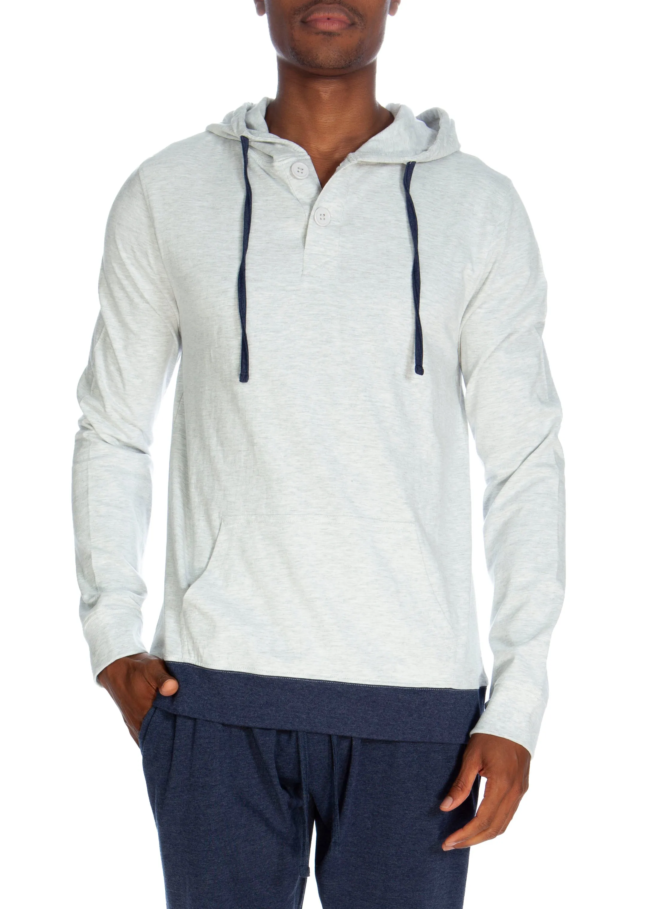 Henley Hoodie With Contrasted Cuff