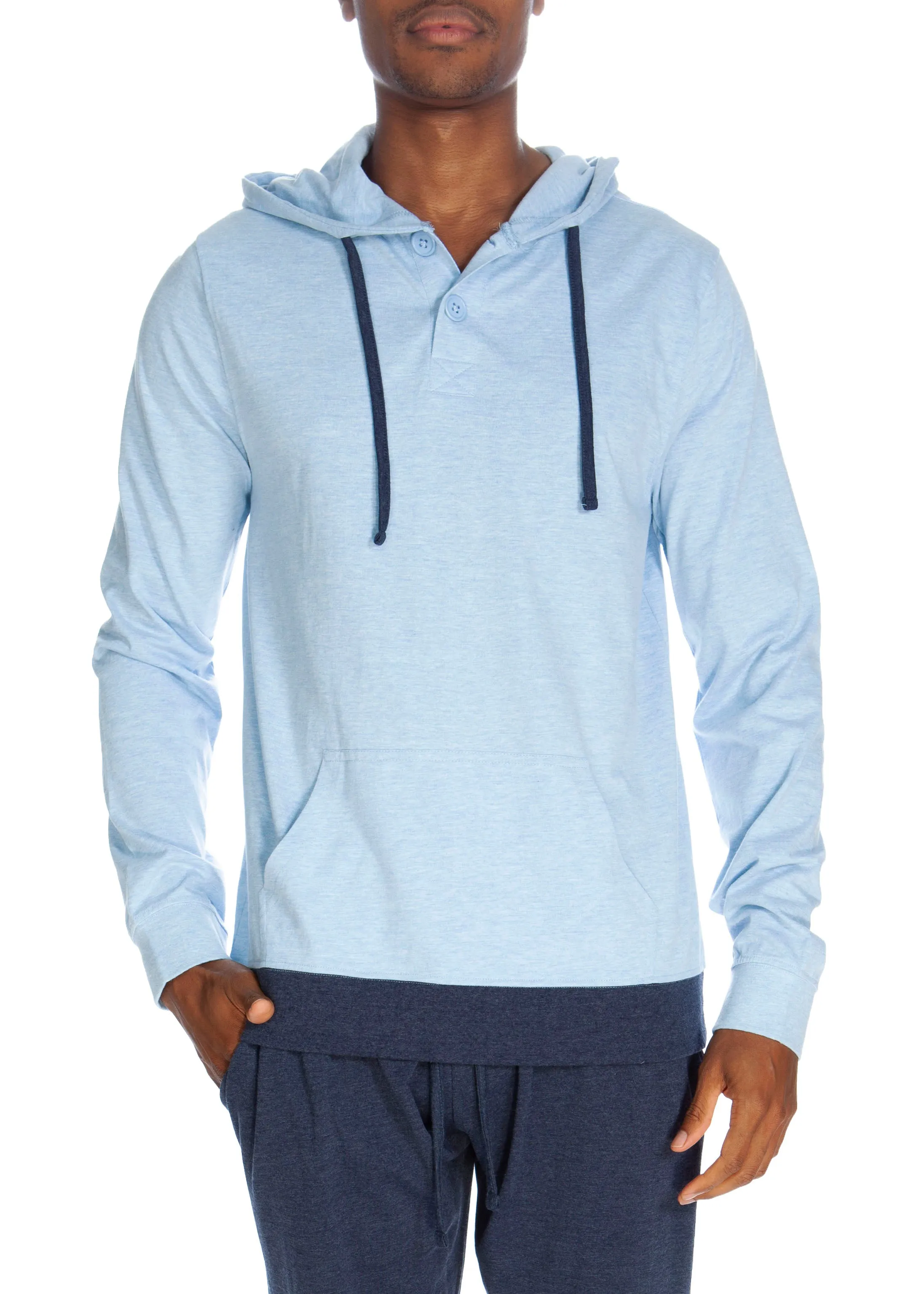 Henley Hoodie With Contrasted Cuff