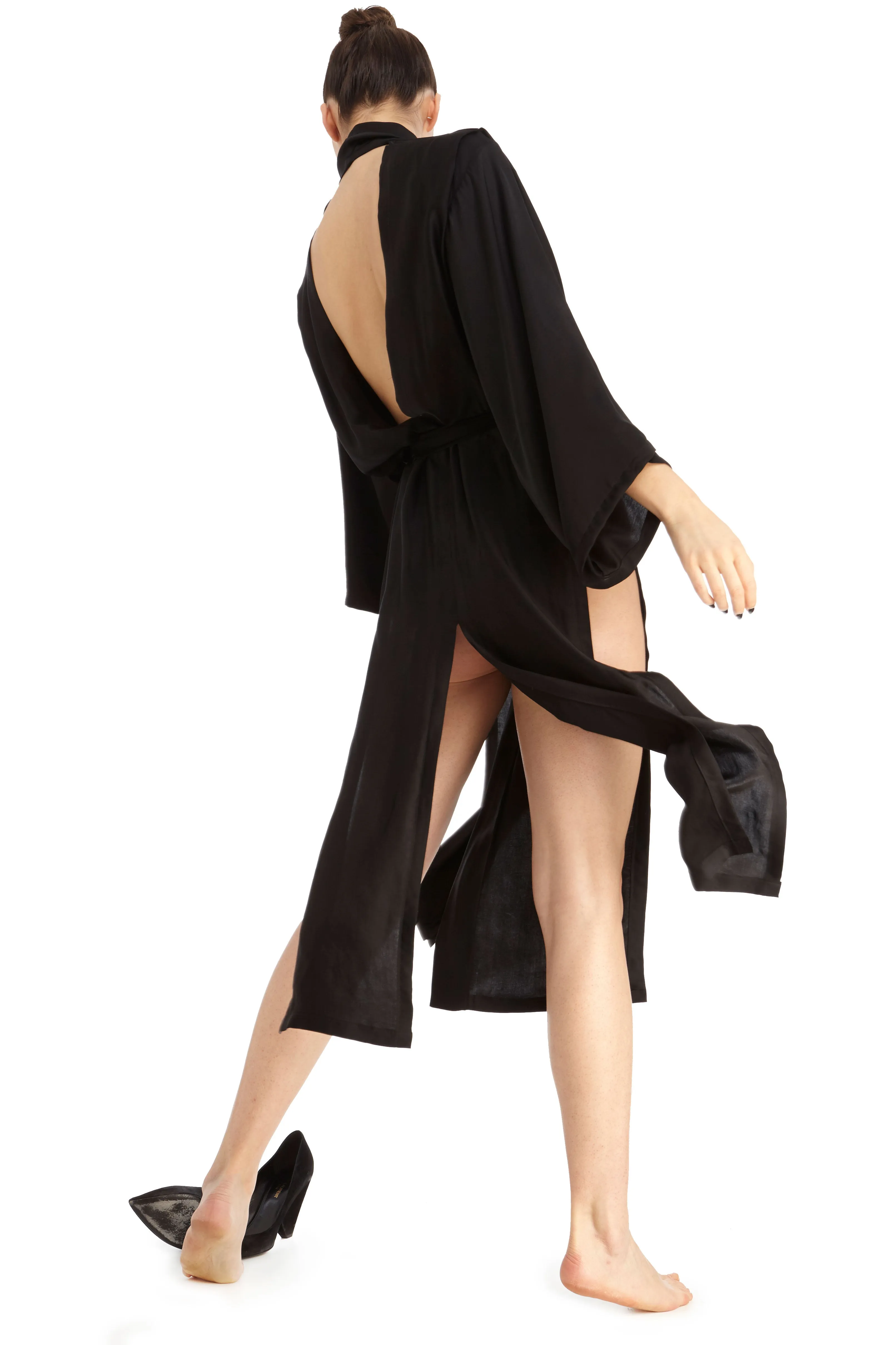 Hishi split robe dress