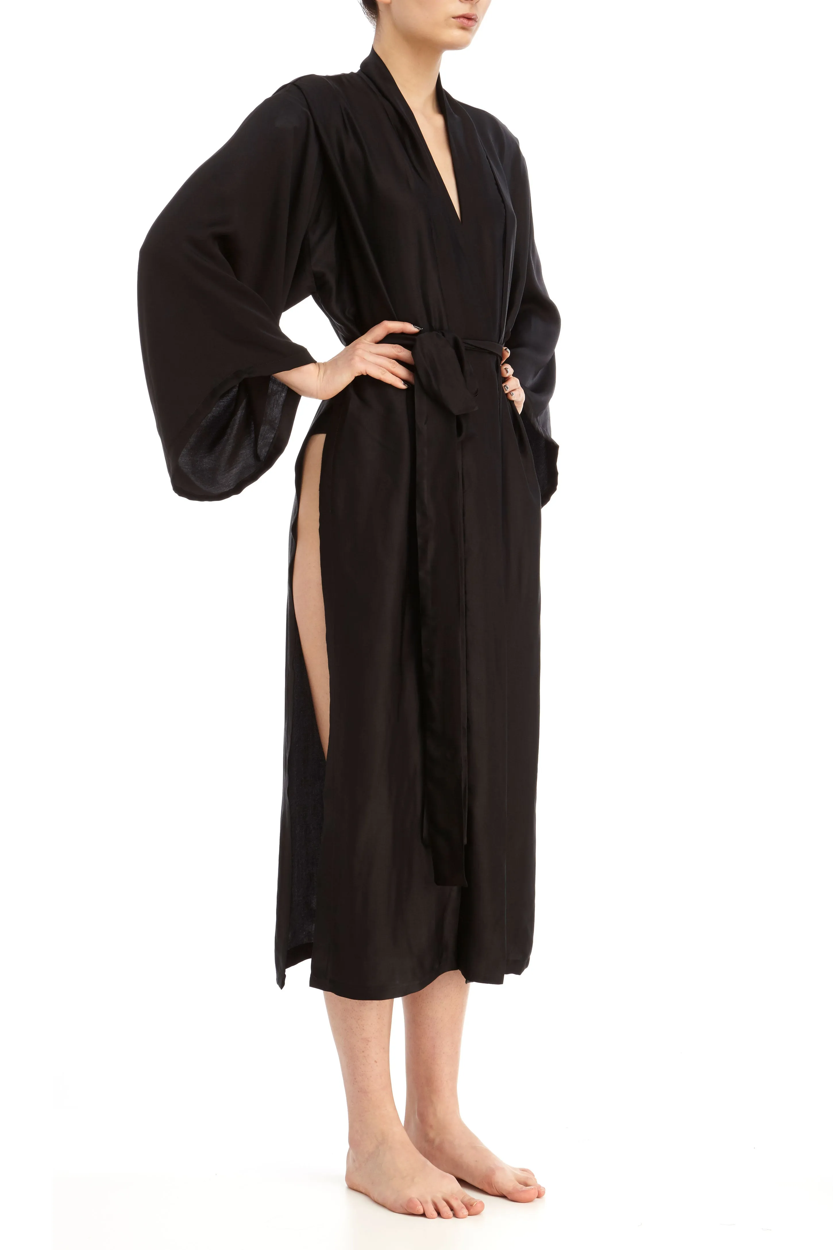 Hishi split robe dress