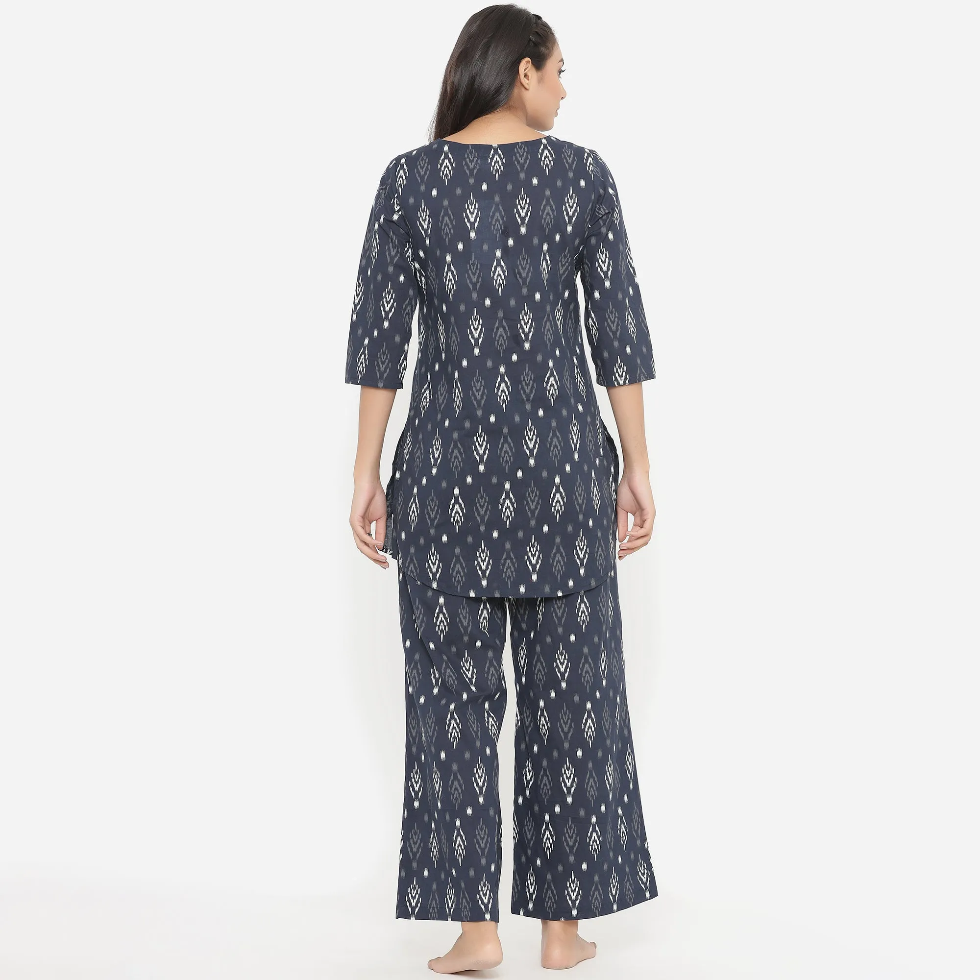 Ikat On Indigo Loungewear Top Set