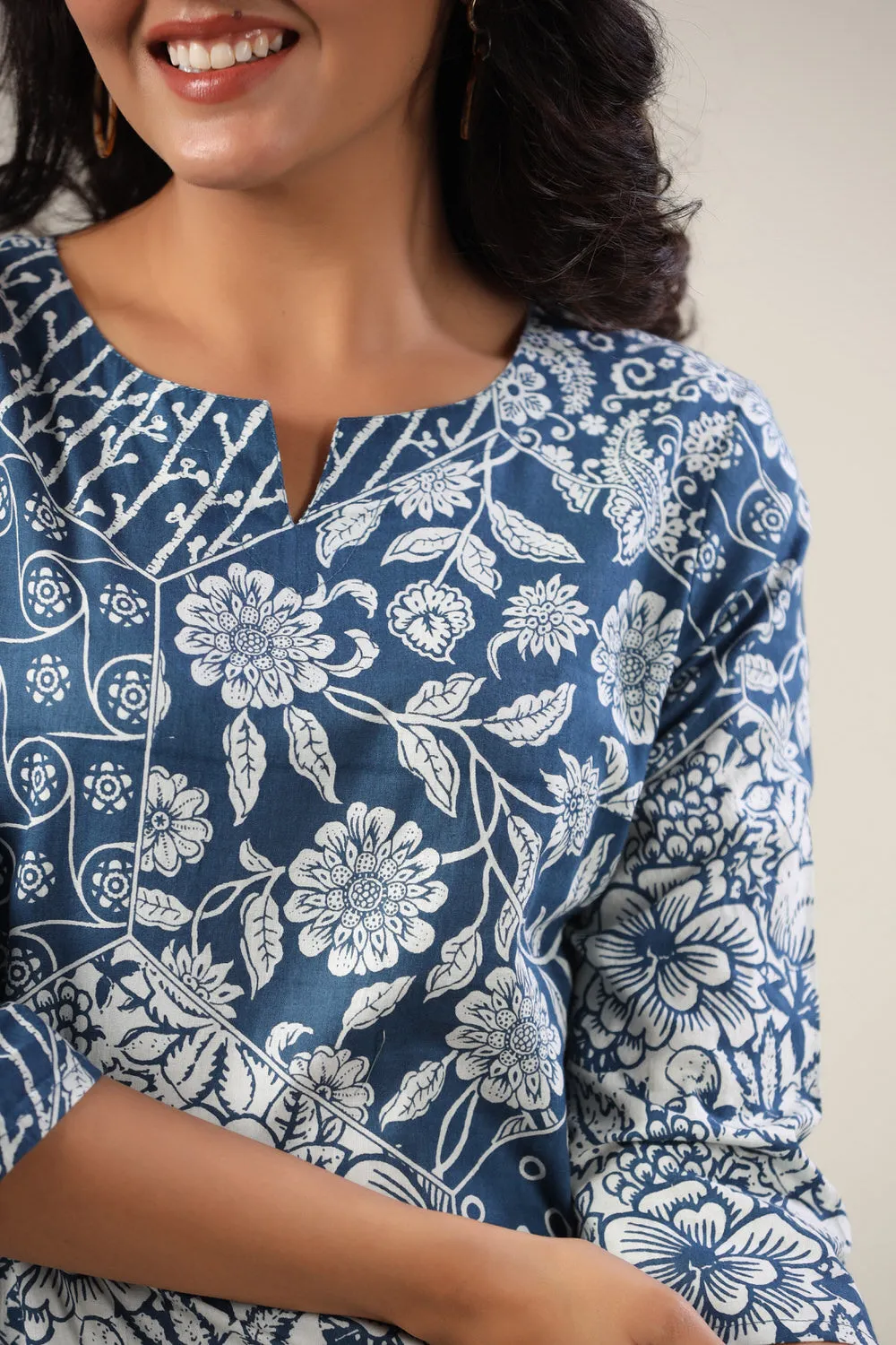 Indigo Patches on Palazzo Loungewear Set