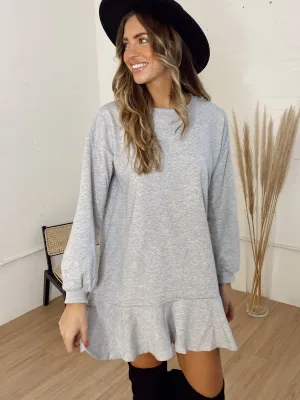 Isla Sweatshirt Peplum Mini Dress / Grey