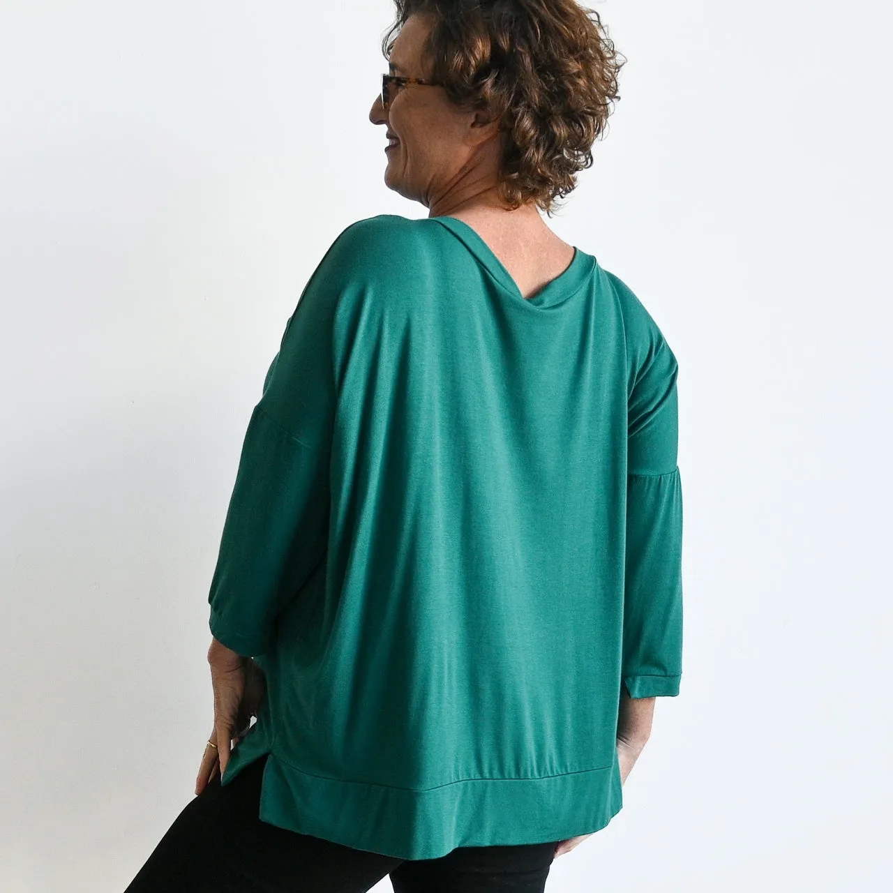 Just Wow Boat Neck Top in Bamboo by KOBOMO