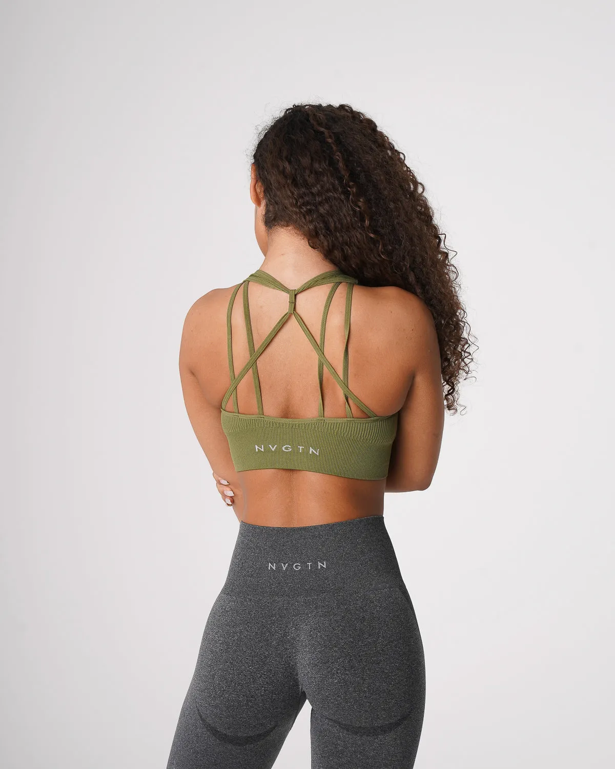 Khaki Green Galaxy Ribbed Seamless Bra