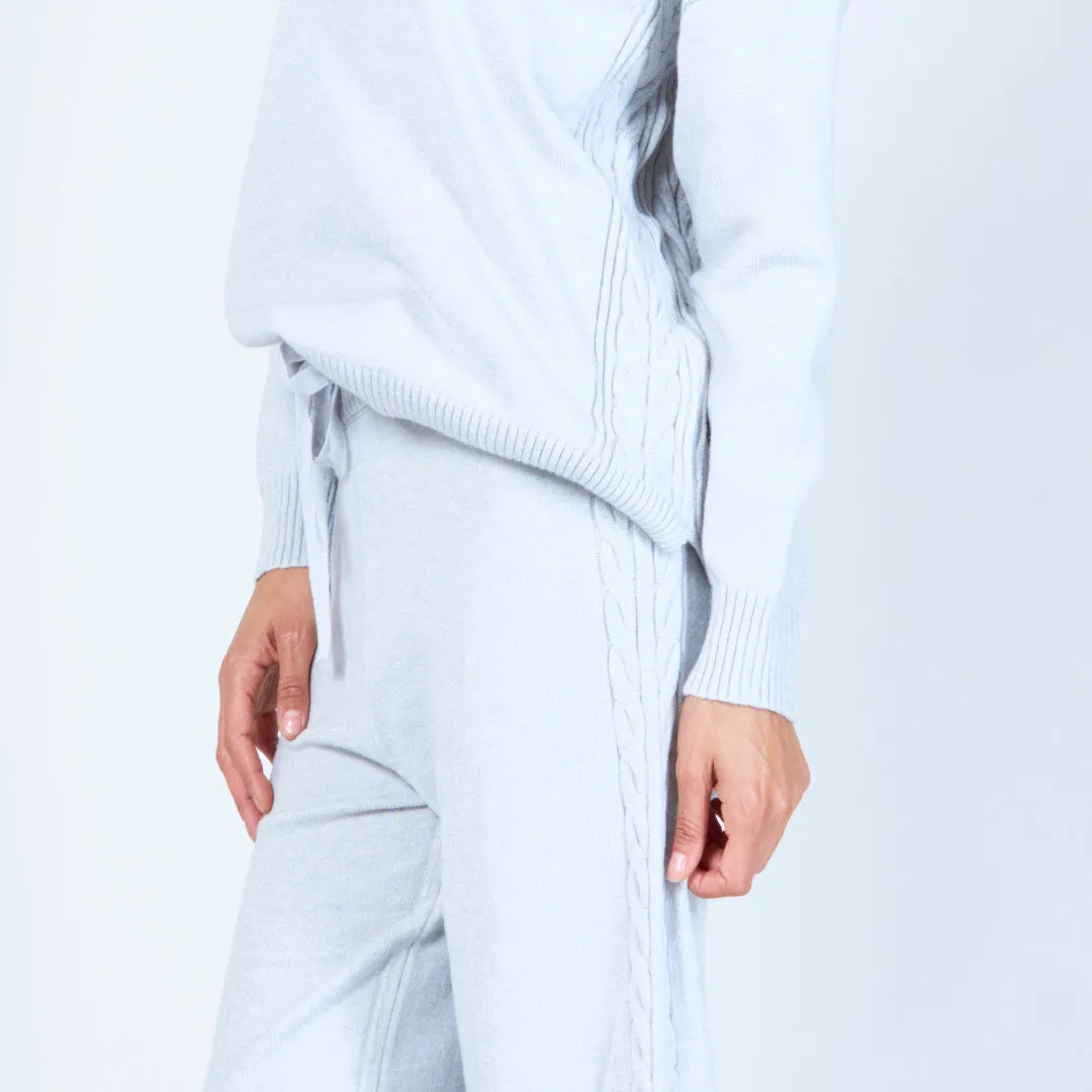 Knit loungewear set with cable details wholesale