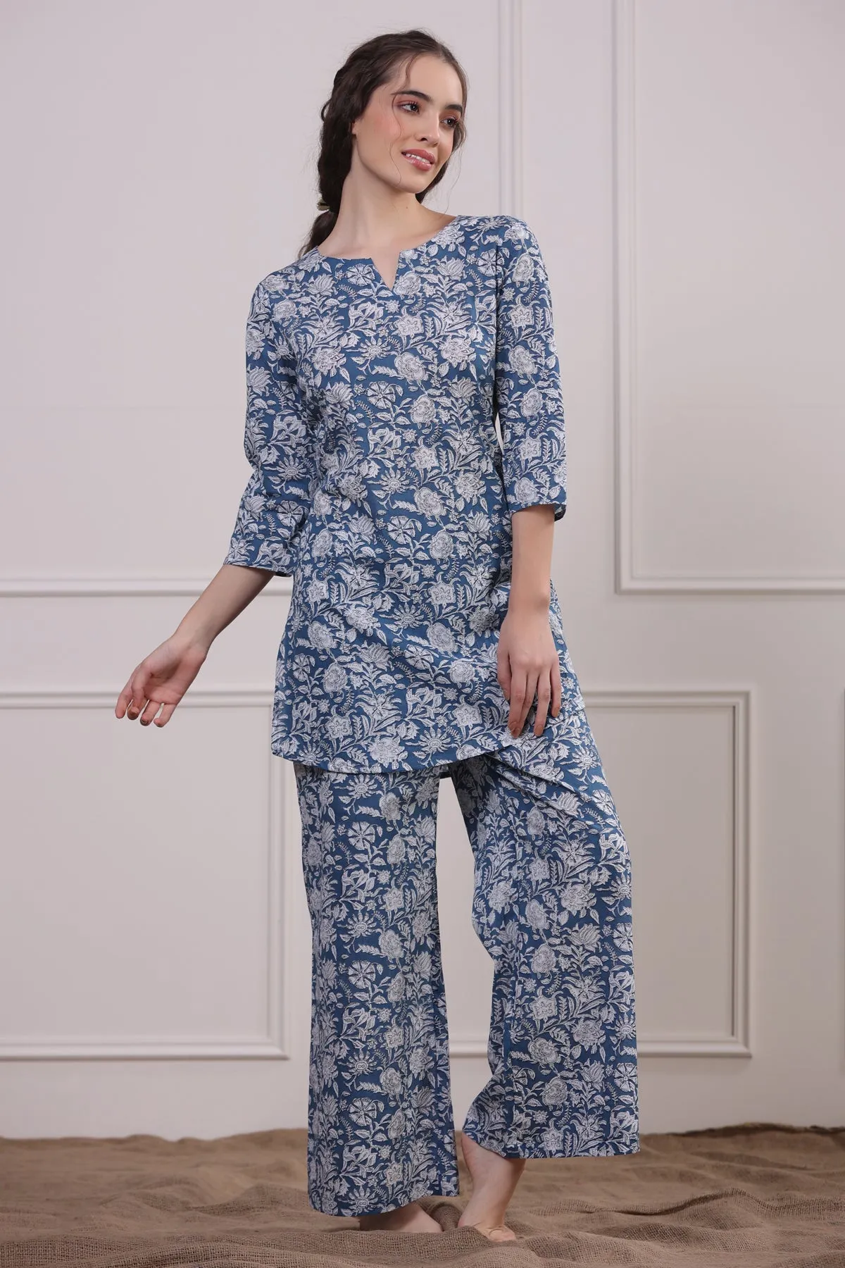 La Palma Blue Palazzo Loungewear Set