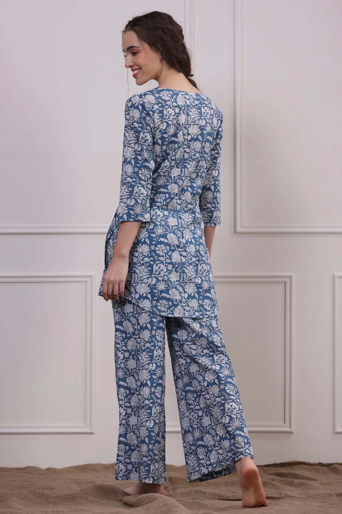 La Palma Blue Palazzo Loungewear Set