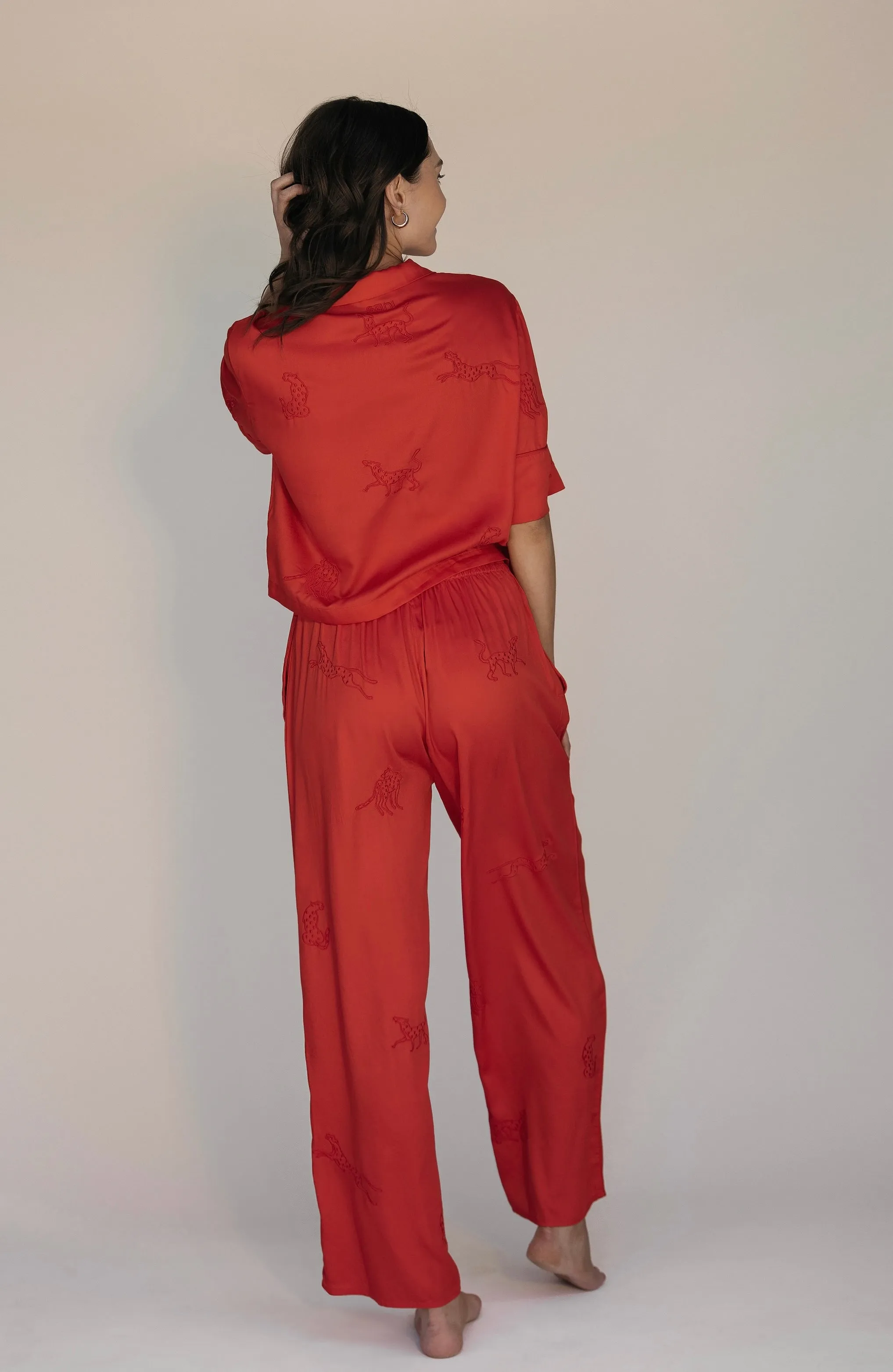 Leopard Loungewear Set - Fiery Red