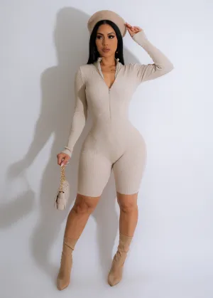 Let's Do Yoga Ribbed Romper Nude