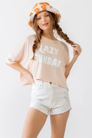 Light Apricot "Lazy Sunday" Short Sleeve Relaxed Top /2-2-2