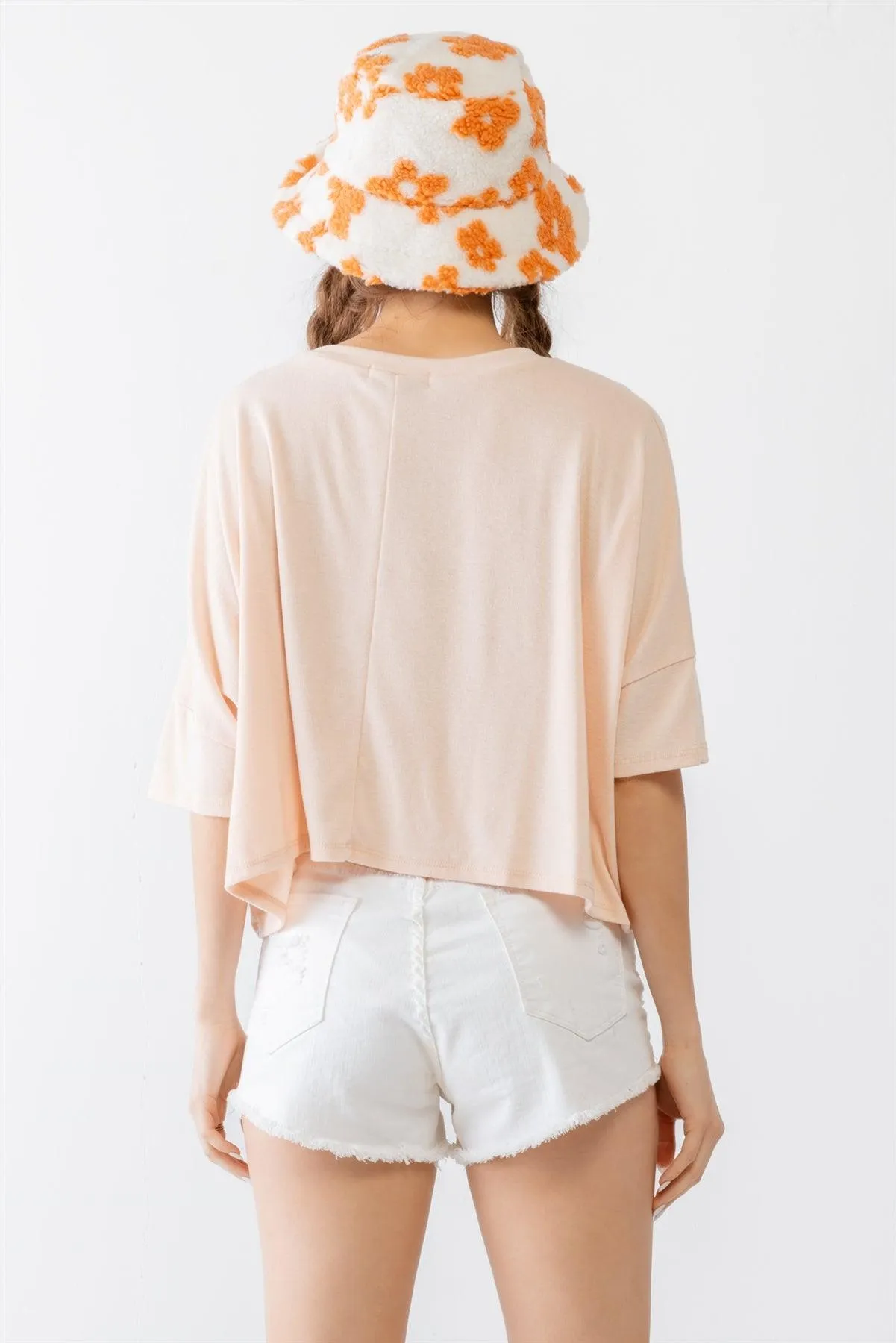 Light Apricot "Lazy Sunday" Short Sleeve Relaxed Top /2-2-2