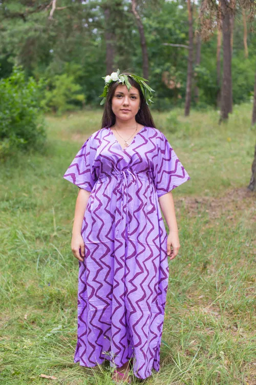 Lilac Timeless Style Caftan in Chevron Pattern