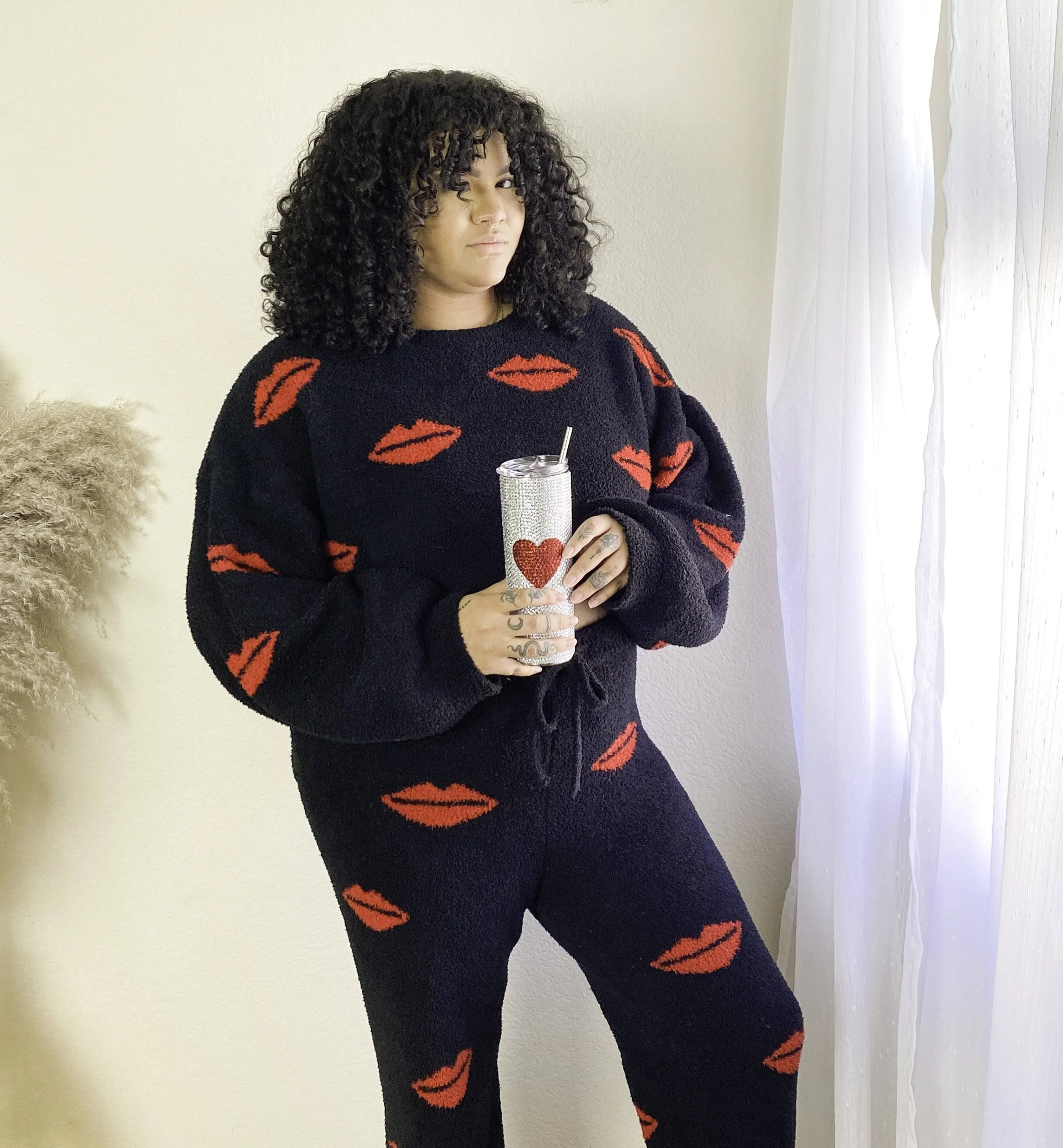 Lip Print Womens Loungewear Set