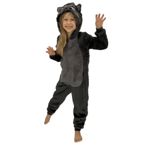 M&S Kids Onesie Fleece Grey Wolf Full Zip with Hoodie